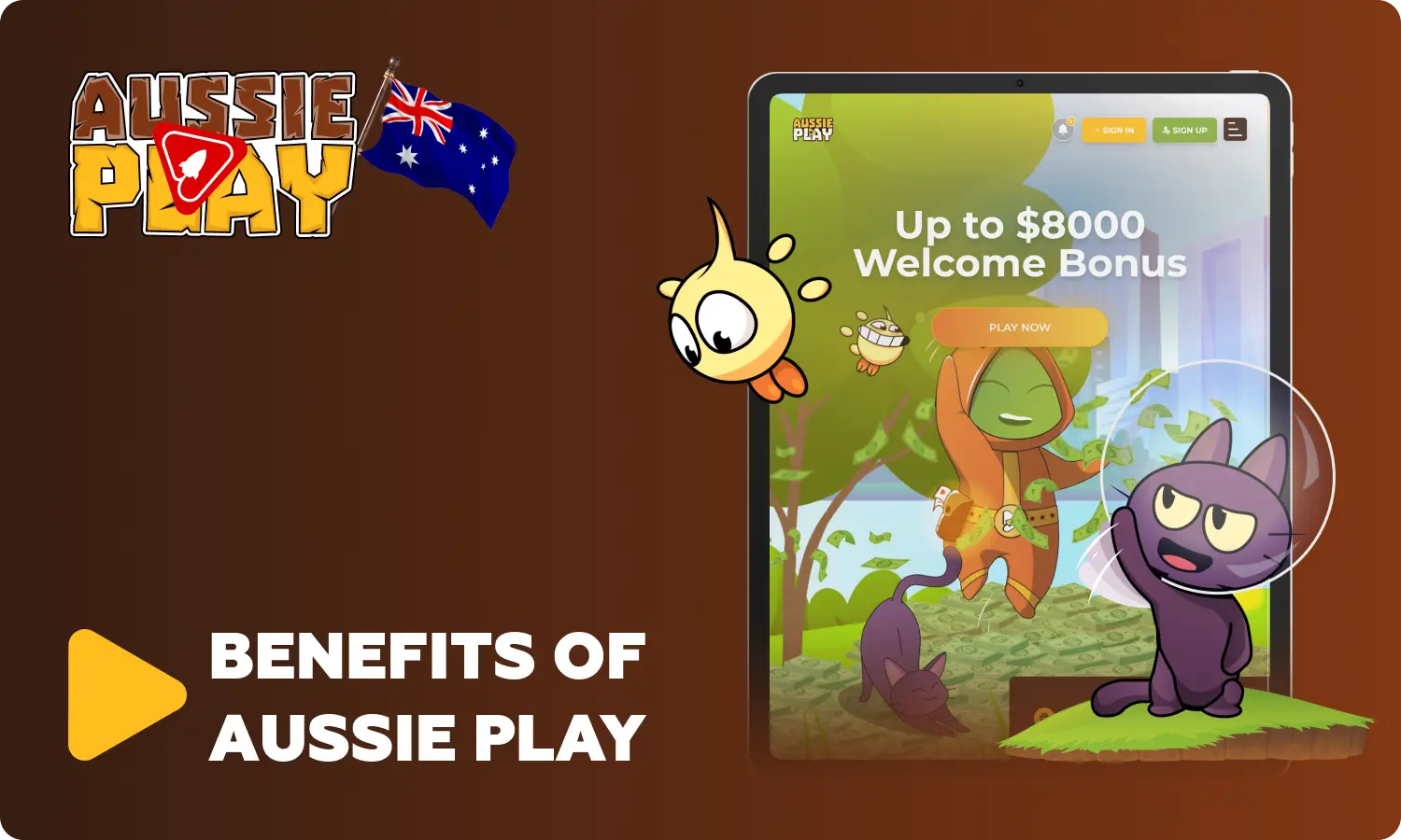 There are a number of benefits for players from Australia at Aussie Play