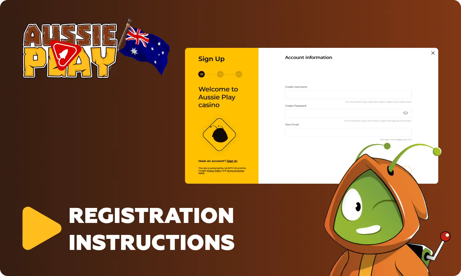 Registering at Aussie Play casino opens up all the benefits of the site to players from Australia