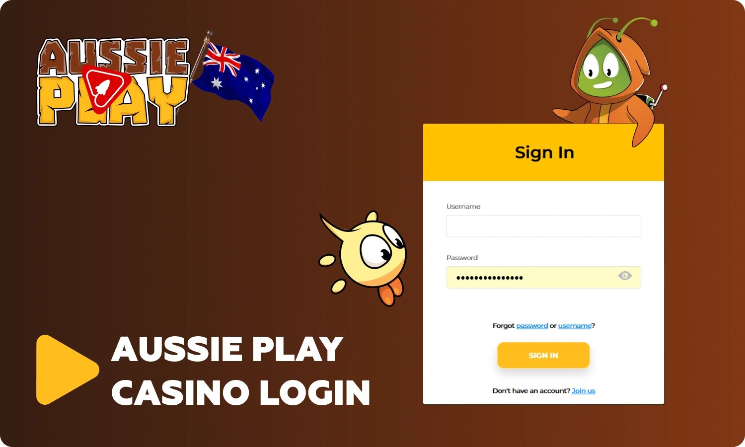 Once registered, players from Australia are ready to access their personal account at Aussie Play